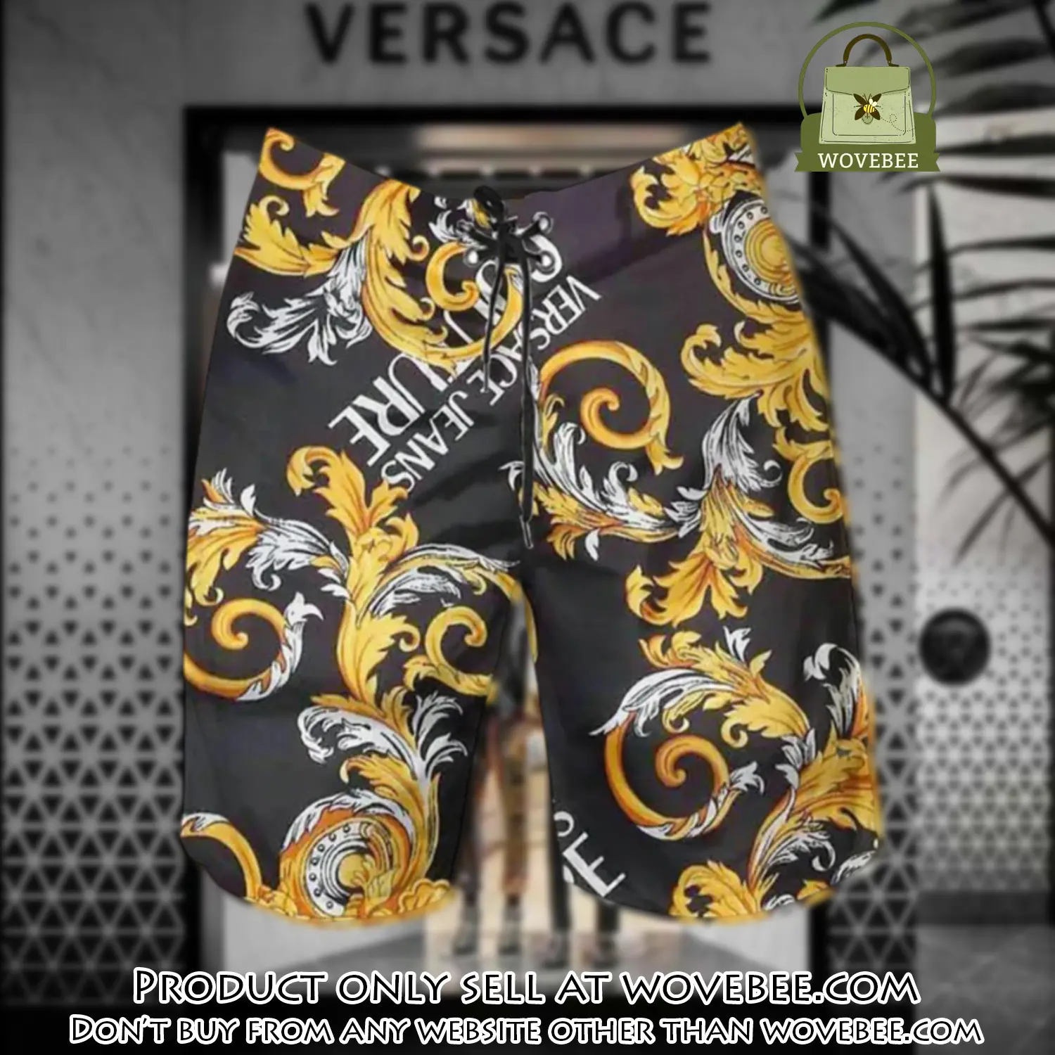 Versace golden black luxury brand premium fashion shorts for men wvb0046655